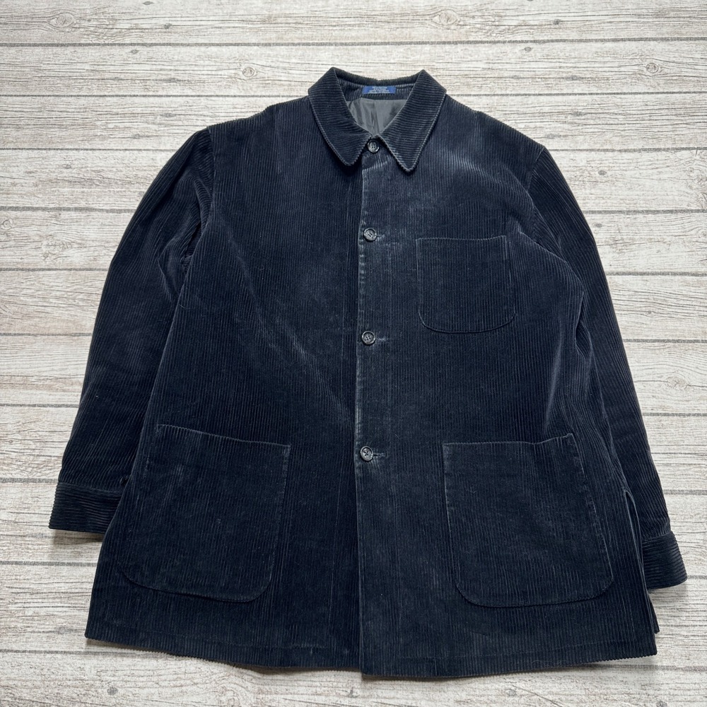Amherst & Brock Corduroy Jacket Men's Medium Navy Blue Hand Tailored Chore Coat